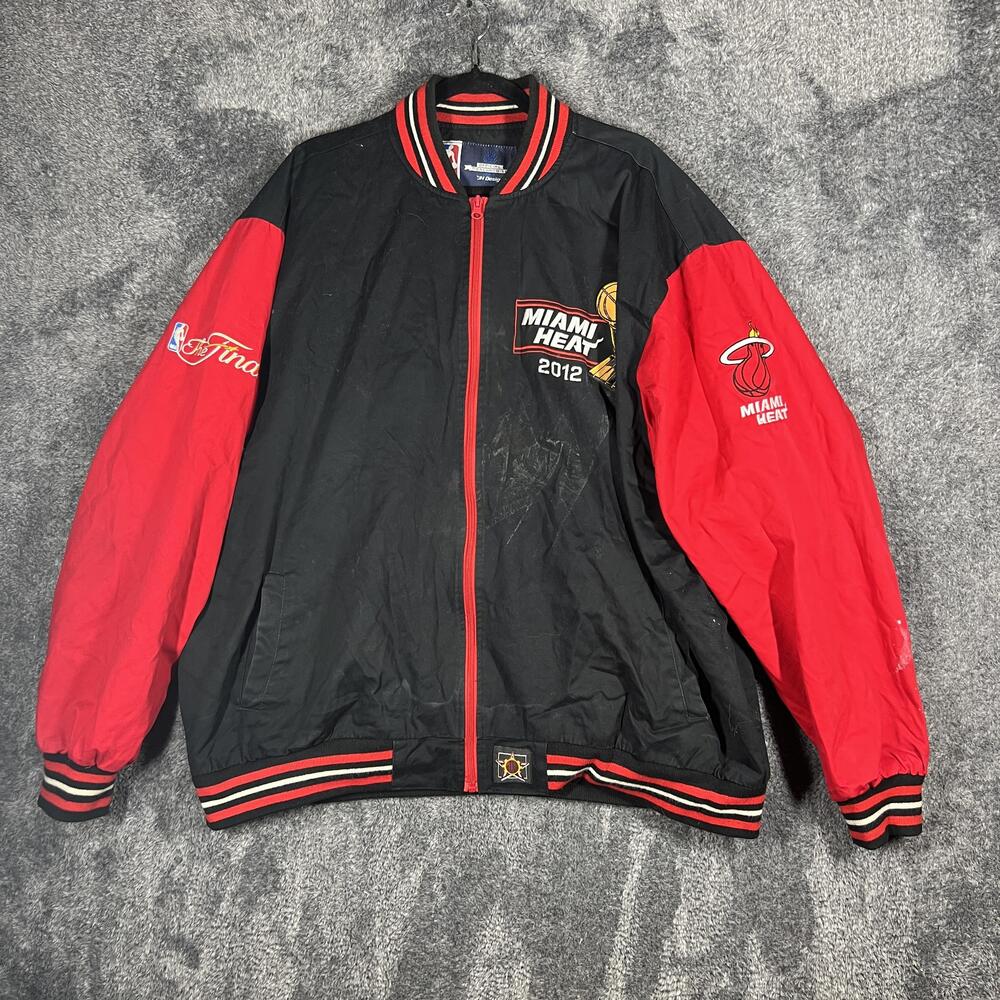 NBA Miami Heat Jacket Mens 3XL Black 2012 NBA Champions Embroidered Varsity